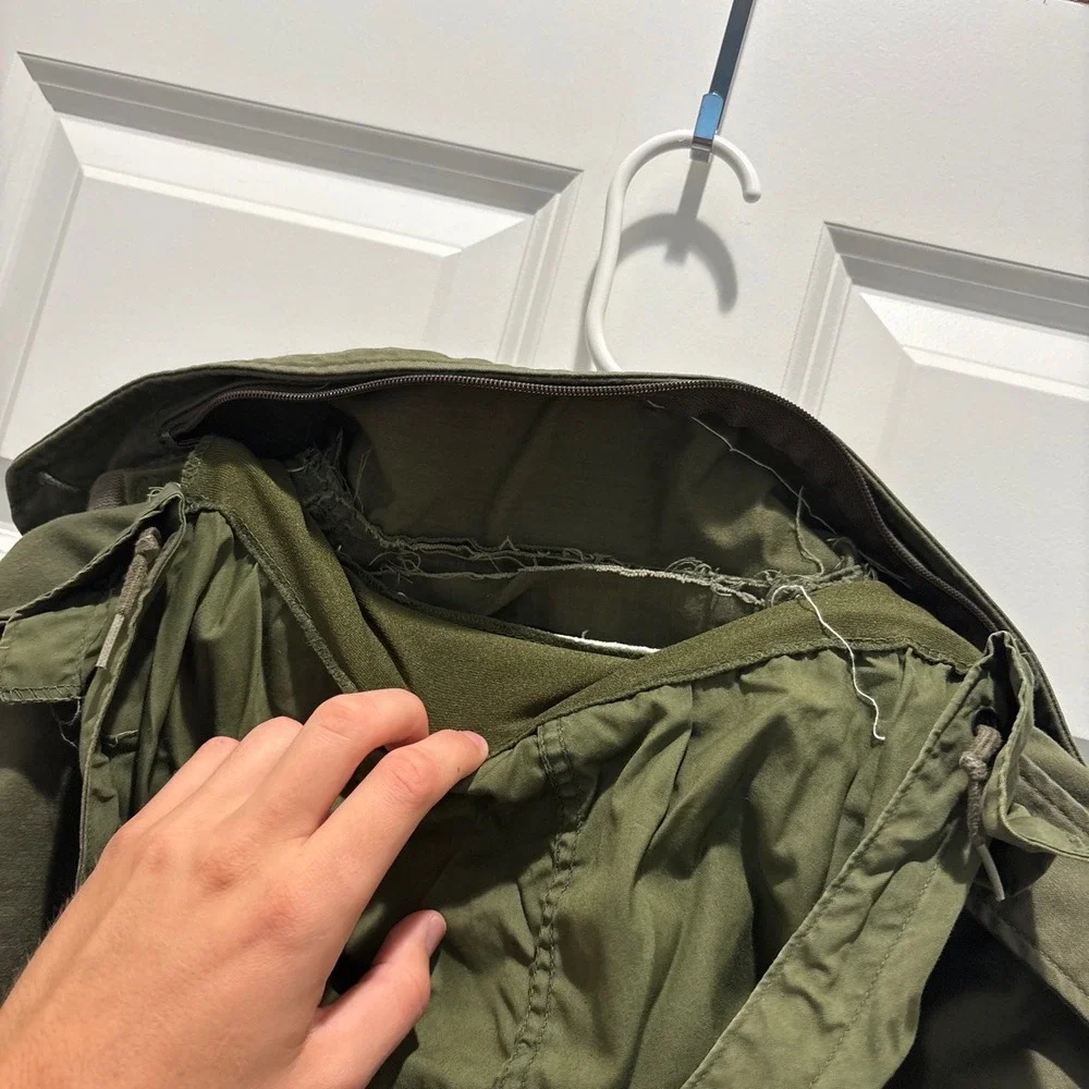 Vintage 80s US Army OG 107 Field Jacket Olive Green Military Coat Medium Long